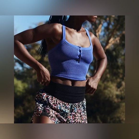 NWOT Free People FP movement All Clear Scrunched Henley Tank deep purple - XS/S - Picture 2 of 5